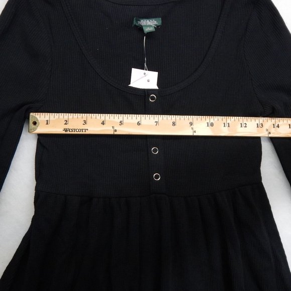 Wild Fable Long Sleeve Mini Fit and Flare Dress Women's Black Size S - Picture 4 of 10